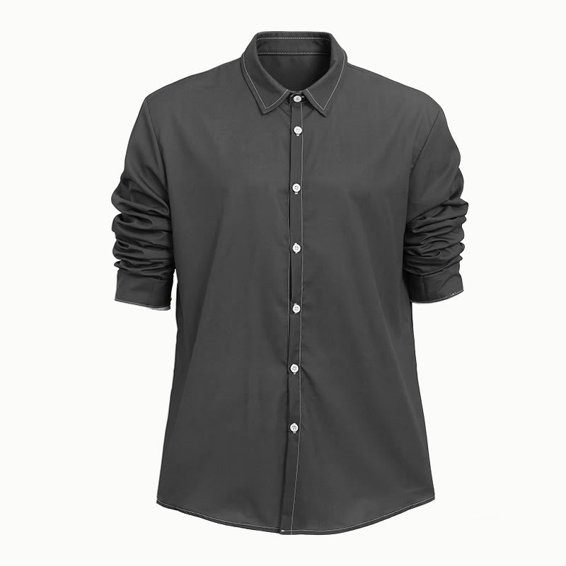 Elegantes Herrenhemd im Retro-Stil mit langen Ärmeln - Dunkelgrau - 6XL - image 21