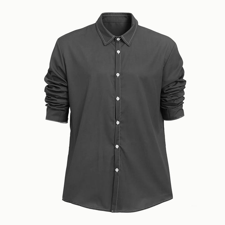 Elegantes Herrenhemd im Retro-Stil mit langen Ärmeln - Dunkelgrau - 6XL - image 21