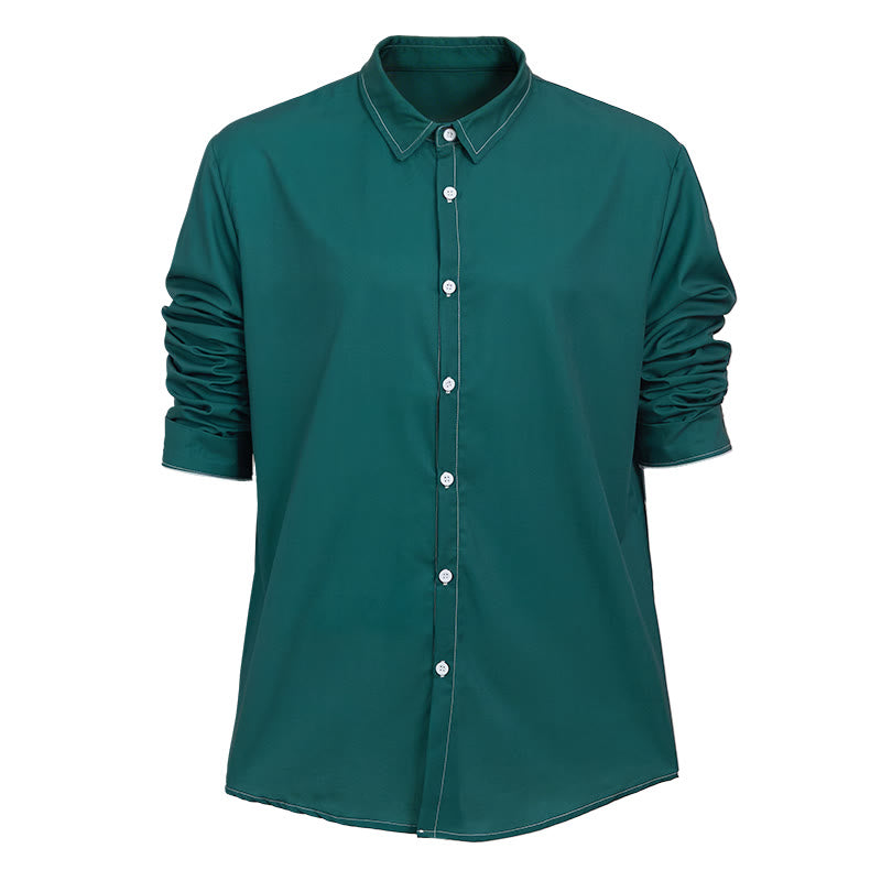 Elegantes Herrenhemd im Retro-Stil mit langen Ärmeln - Dunkelgrün - 6XL - image 17