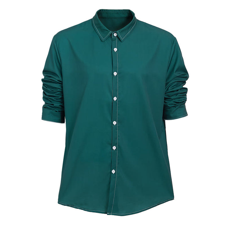Elegantes Herrenhemd im Retro-Stil mit langen Ärmeln - Dunkelgrün - 6XL - image 17