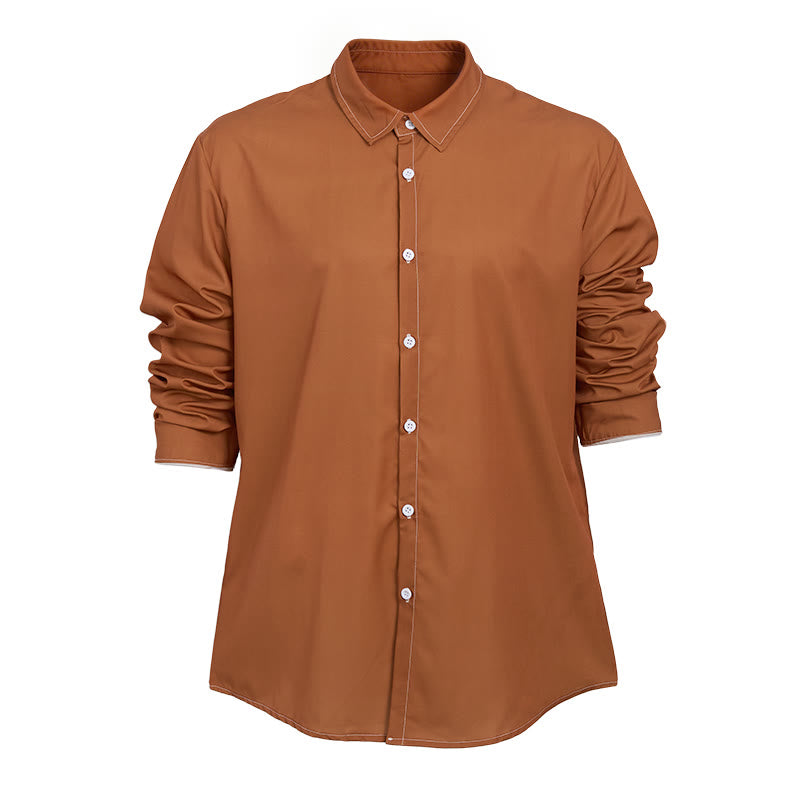 Elegantes Herrenhemd im Retro-Stil mit langen Ärmeln - Orange - 6XL - image 11