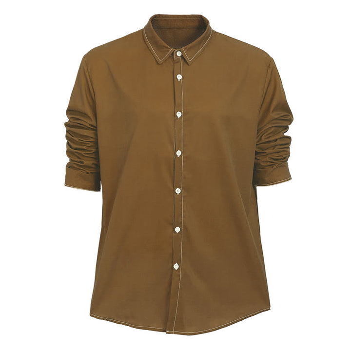 Elegantes Herrenhemd im Retro-Stil mit langen Ärmeln - Braun - 6XL - image 27