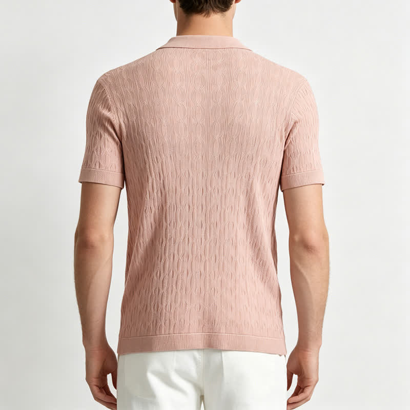 Kurzarm-Strickhemd für Herren mit Knopfleiste und Struktur - image 2