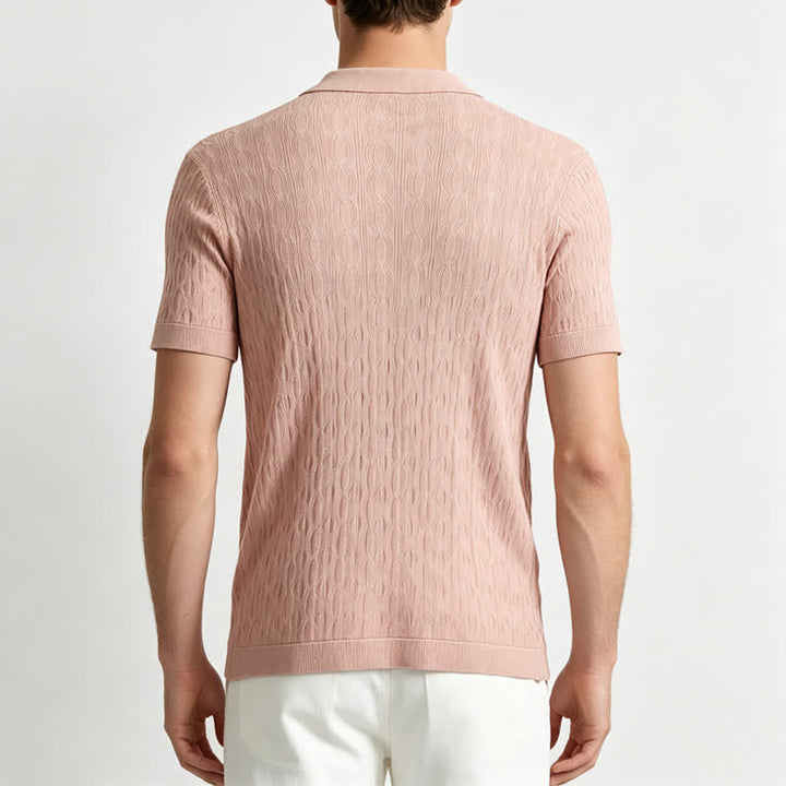 Kurzarm-Strickhemd für Herren mit Knopfleiste und Struktur - image 2