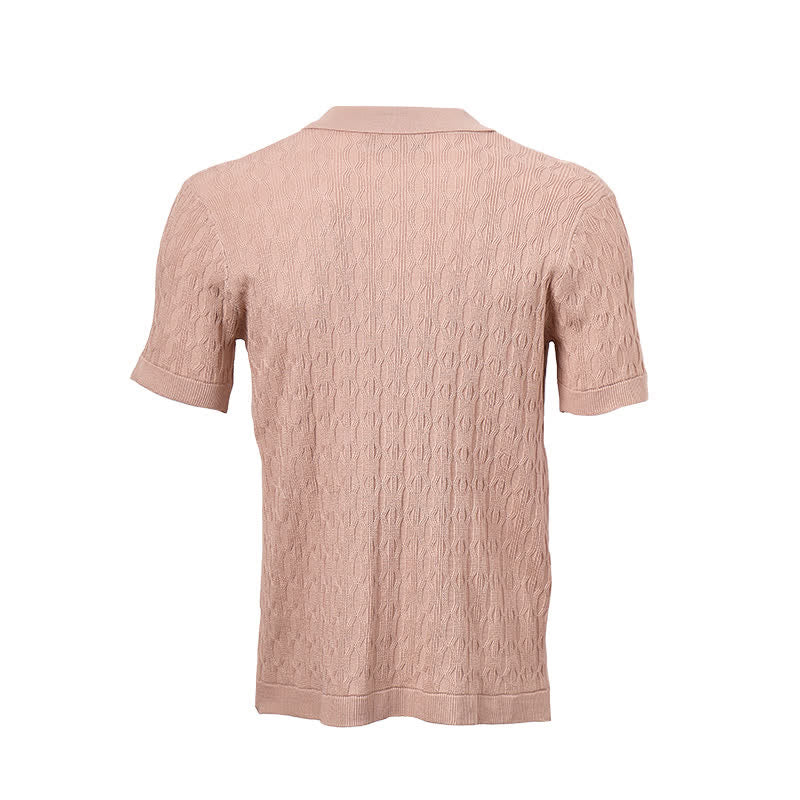 Kurzarm-Strickhemd für Herren mit Knopfleiste und Struktur - image 11
