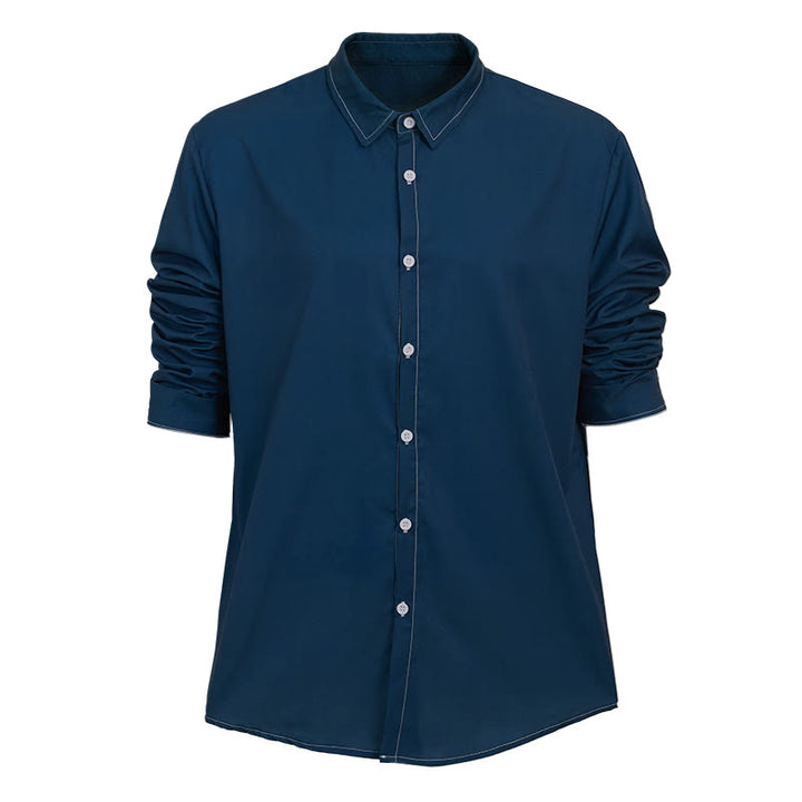 Elegantes Herrenhemd im Retro-Stil mit langen Ärmeln - Blau - 6XL - image 13