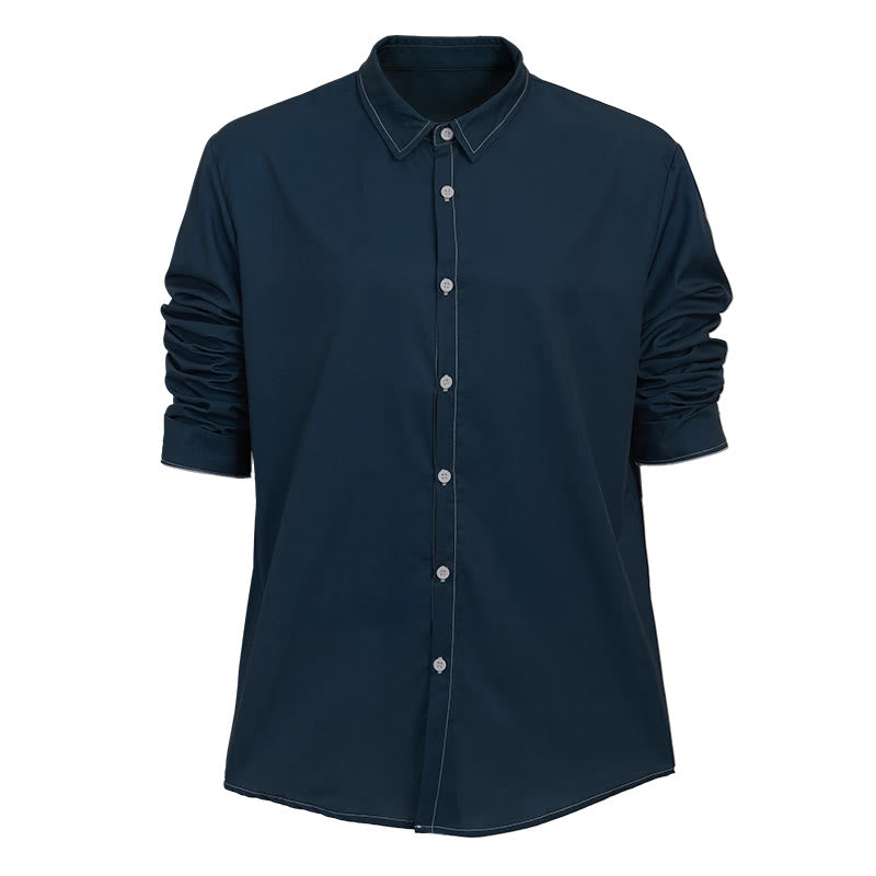 Elegantes Herrenhemd im Retro-Stil mit langen Ärmeln - Marineblau - 6XL - image 15