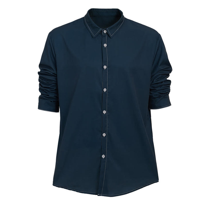 Elegantes Herrenhemd im Retro-Stil mit langen Ärmeln - Marineblau - 6XL - image 15