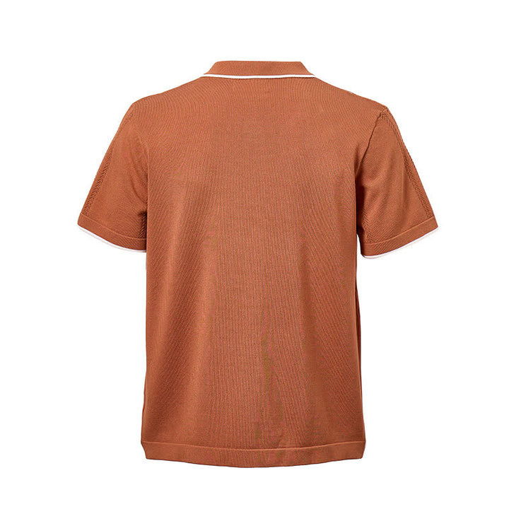 Lässiges Herren-Sommerhemd aus Strick mit Kontrastbesatz - image 11
