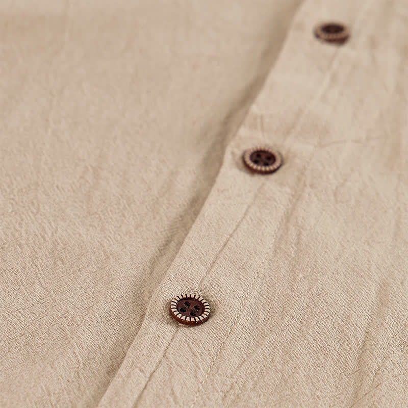 Herren-Leinenhemd mit Kapuze und ethnisch anmutenden Taschendetails - image 8