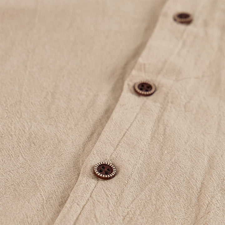 Herren-Leinenhemd mit Kapuze und ethnisch anmutenden Taschendetails - image 8