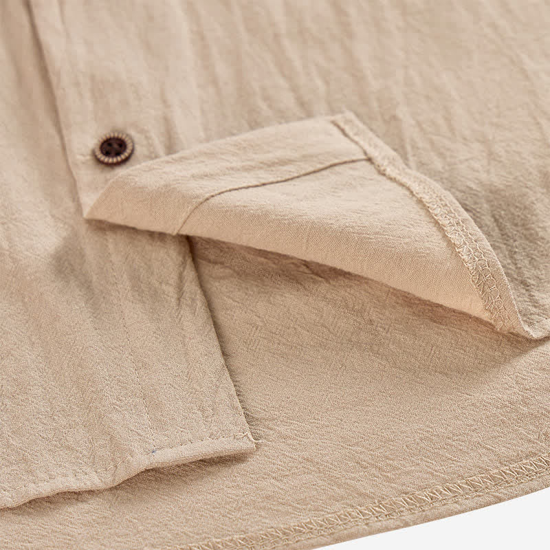 Herren-Leinenhemd mit Kapuze und ethnisch anmutenden Taschendetails - image 9