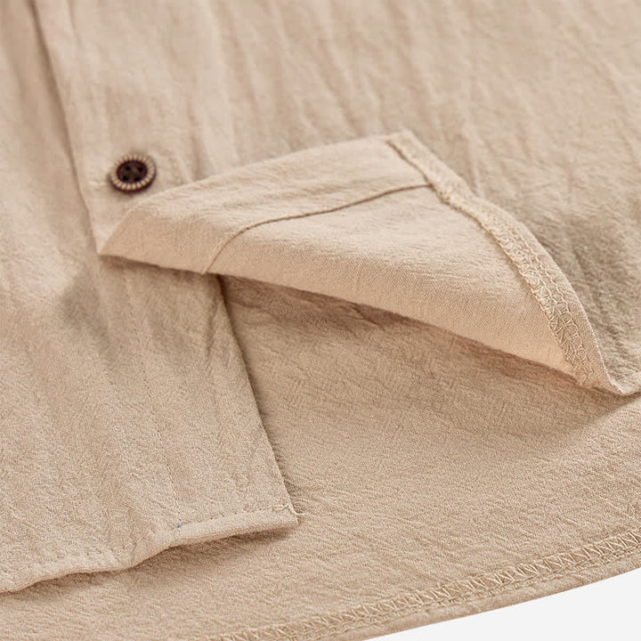 Herren-Leinenhemd mit Kapuze und ethnisch anmutenden Taschendetails - image 9