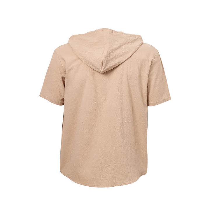 Herren-Leinenhemd mit Kapuze und ethnisch anmutenden Taschendetails - image 11