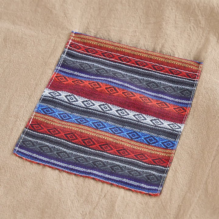 Herren-Leinenhemd mit Kapuze und ethnisch anmutenden Taschendetails - image 7