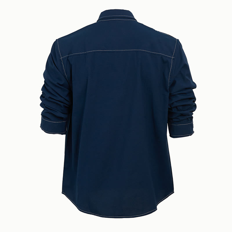 Herren Retro Western Freizeithemd mit Knopfleiste und langen Ärmeln - image 13