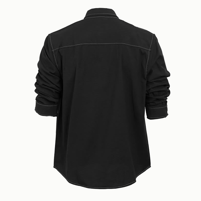 Herren Retro Western Freizeithemd mit Knopfleiste und langen Ärmeln - image 11