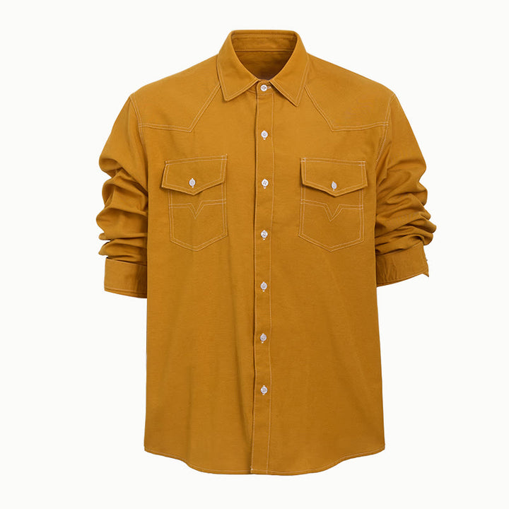 Herren Retro Western Freizeithemd mit Knopfleiste und langen Ärmeln - image 4