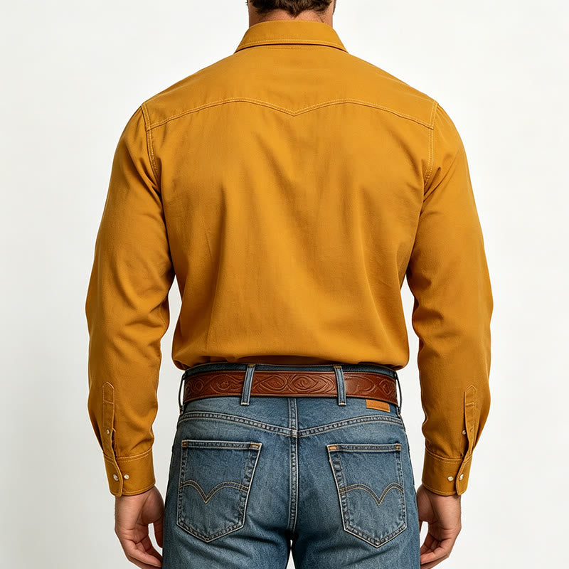 Herren Retro Western Freizeithemd mit Knopfleiste und langen Ärmeln - image 2