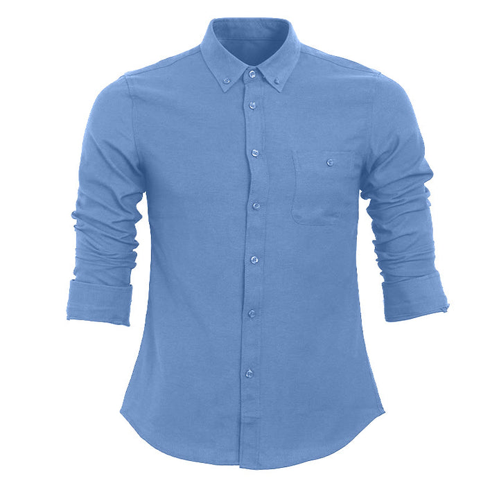 Lässiges, lockeres Herren-Langarmhemd mit Knöpfen - Himmelblau - 5XL - image 16