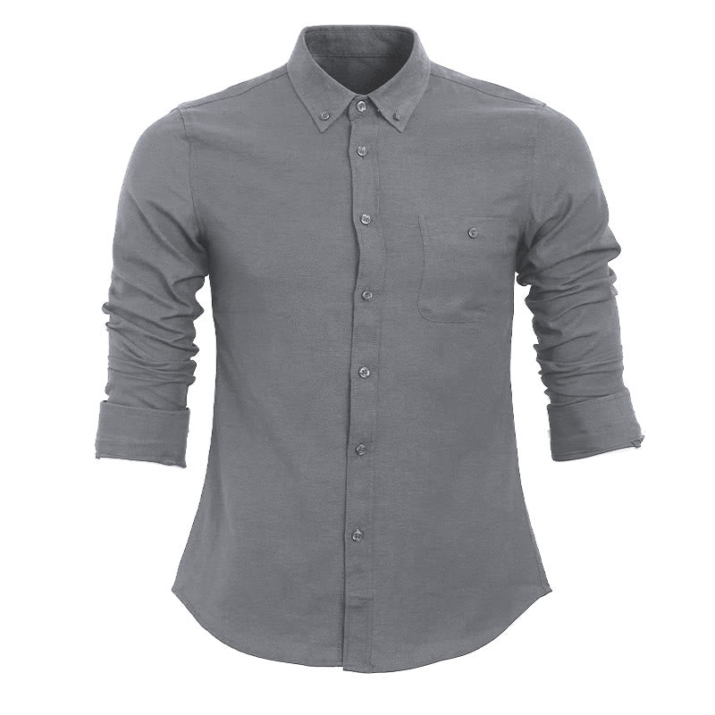 Lässiges, lockeres Herren-Langarmhemd mit Knöpfen - Grau - 5XL - image 12