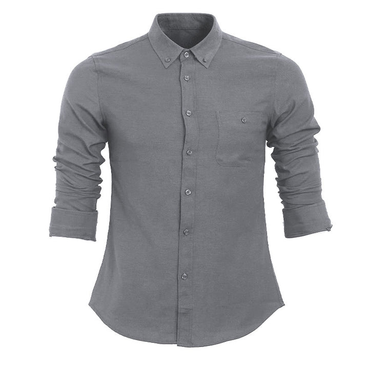 Lässiges, lockeres Herren-Langarmhemd mit Knöpfen - Grau - 5XL - image 12