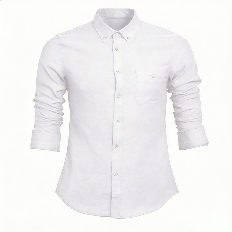 Lässiges, lockeres Herren-Langarmhemd mit Knöpfen - Weiß - 5XL - image 14