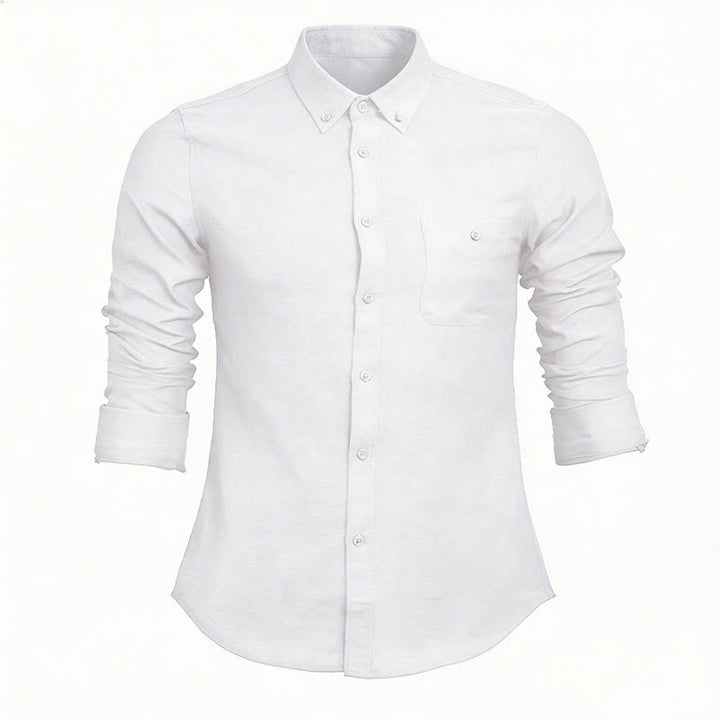 Lässiges, lockeres Herren-Langarmhemd mit Knöpfen - Weiß - 5XL - image 14