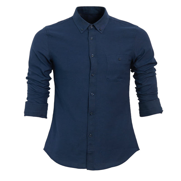 Lässiges, lockeres Herren-Langarmhemd mit Knöpfen - Marineblau - 5XL - image 6