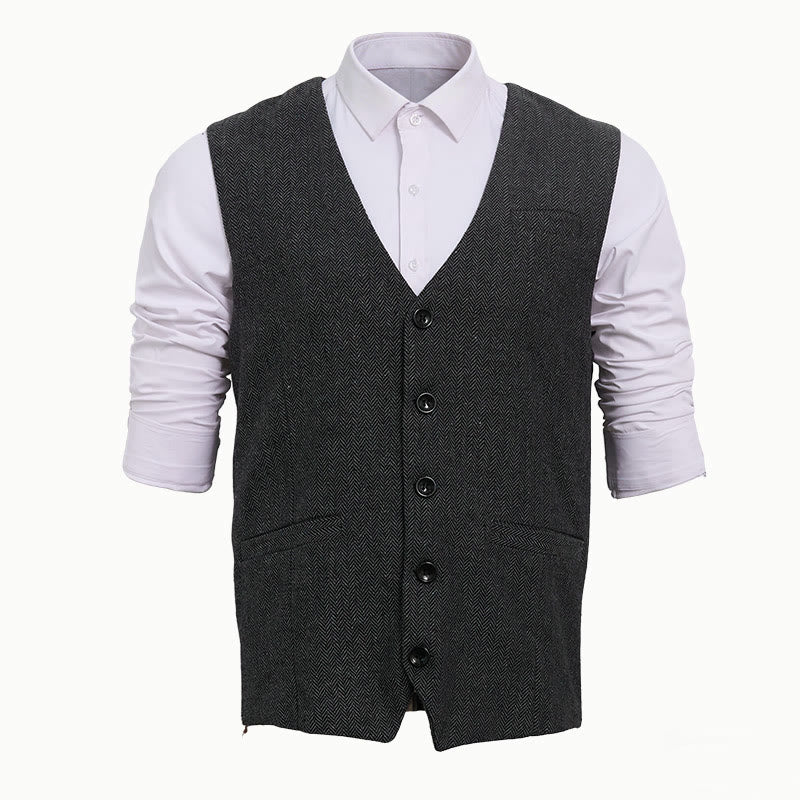 Herren-Business-Casual-Weste mit lockerer Passform und V-Ausschnitt - Dunkelgrau - 2XL - image 6