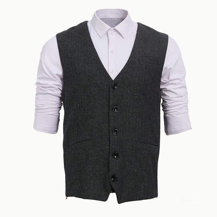 Herren-Business-Casual-Weste mit lockerer Passform und V-Ausschnitt - Dunkelgrau - 2XL - image 6