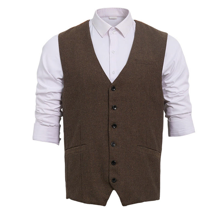Herren-Business-Casual-Weste mit lockerer Passform und V-Ausschnitt - Braun - 2XL - image 4