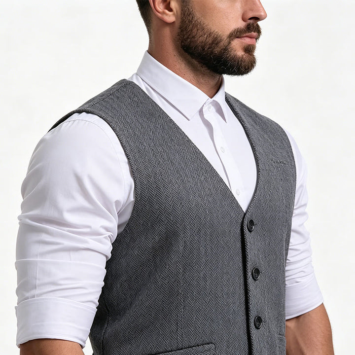 Herren-Business-Casual-Weste mit lockerer Passform und V-Ausschnitt - image 2