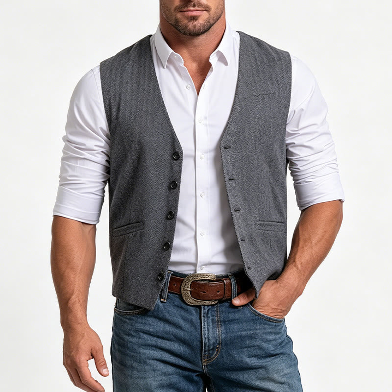 Herren-Business-Casual-Weste mit lockerer Passform und V-Ausschnitt - image 1