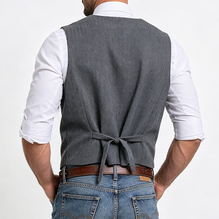 Herren-Business-Casual-Weste mit lockerer Passform und V-Ausschnitt - image 3