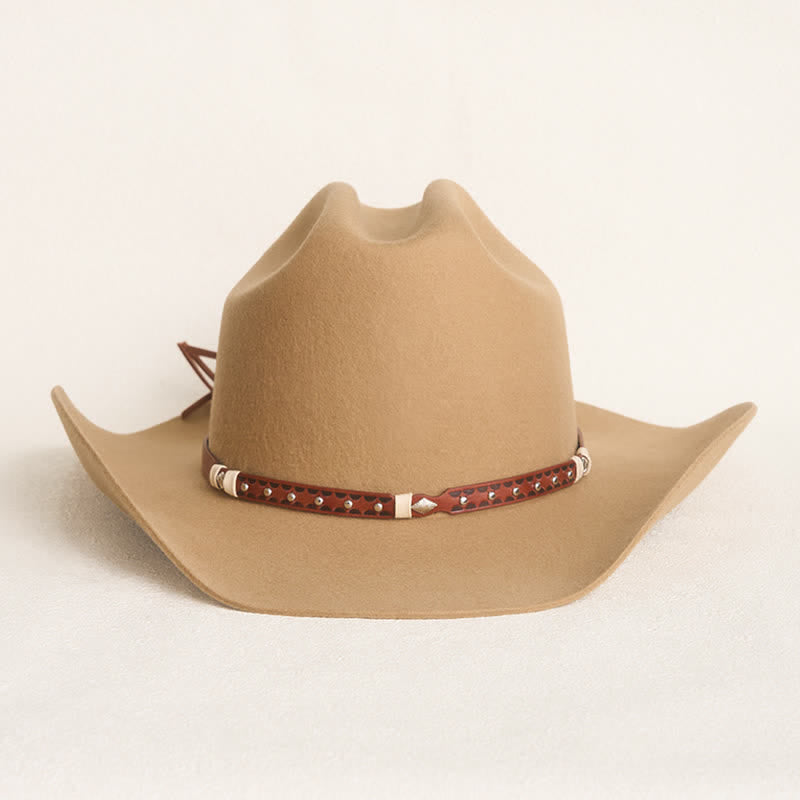 Stilvoller Nietenbesetzter Klassischer Kamel Cowboyhut - image 1