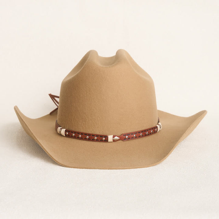 Stilvoller Nietenbesetzter Klassischer Kamel Cowboyhut - image 1