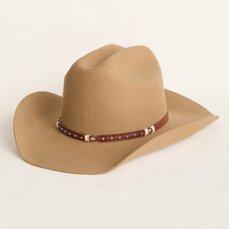 Stilvoller Nietenbesetzter Klassischer Kamel Cowboyhut - Kamel - L (23 1/4"-23 5/8") - image 0