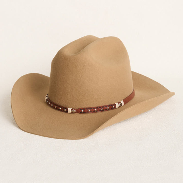Stilvoller Nietenbesetzter Klassischer Kamel Cowboyhut - Kamel - L (23 1/4"-23 5/8") - image 0