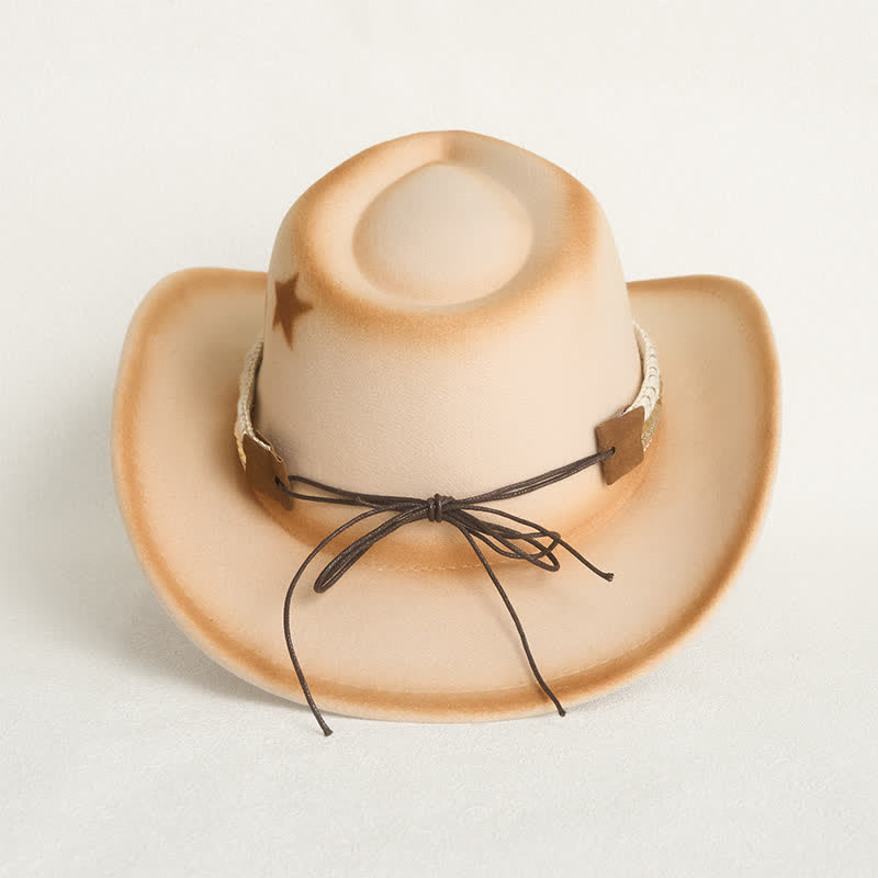 Herren-Cowboyhut mit silbernem Stierkopfgürtel und Sternen, beige - image 5