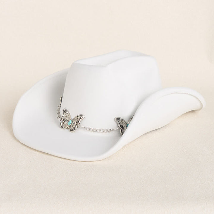 Herren-Cowboyhut mit Schmetterlingskettenbesatz - Weiß - M (22"-22 7/8") - image 0