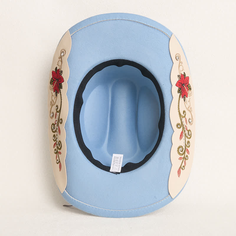 Herren-Cowboyhut mit Blumenstickerei und rubinrotem Rand - image 8