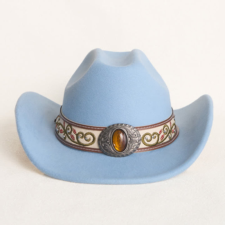 Herren-Cowboyhut mit Blumenstickerei und rubinrotem Rand - image 1