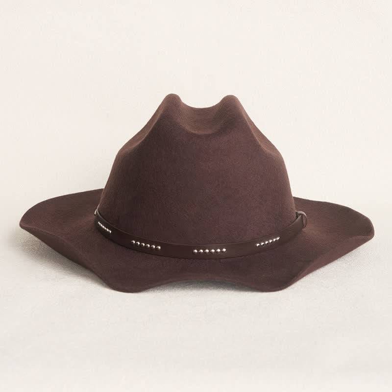 Einfacher solider Kaffee farbener breitrandiger Cowboyhut - image 1