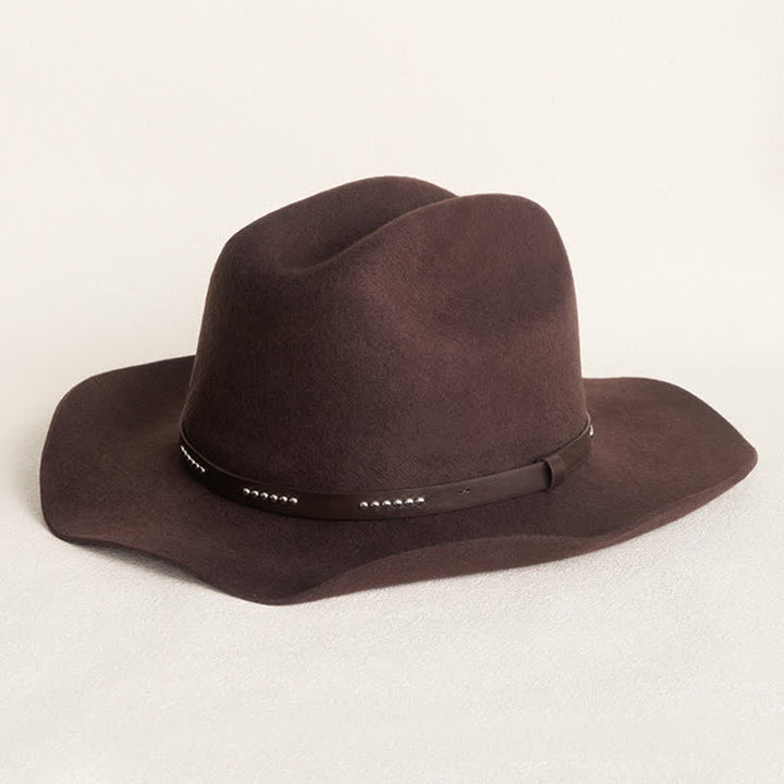 Einfacher solider Kaffee farbener breitrandiger Cowboyhut - Kaffee - L (23 1/4"-23 5/8") - image 0