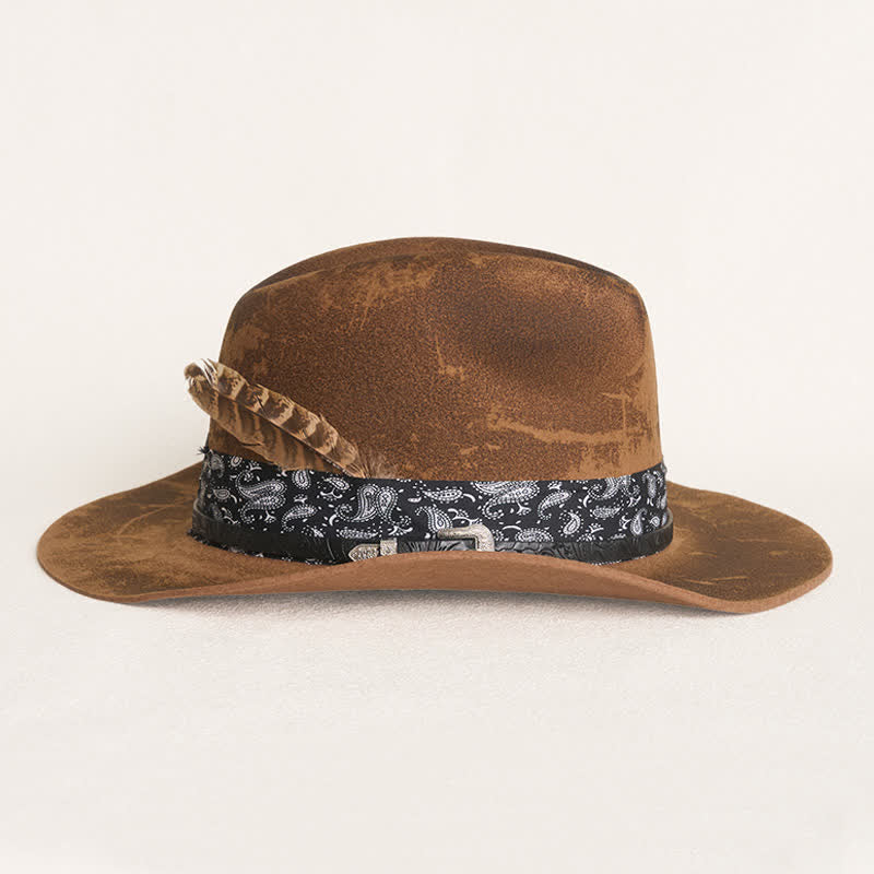 Paisley Lederband Federn Woll-Cowboyhut - image 4