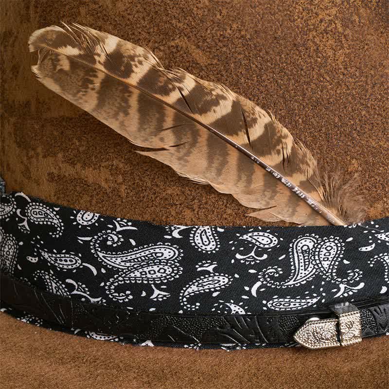 Paisley Lederband Federn Woll-Cowboyhut - image 2