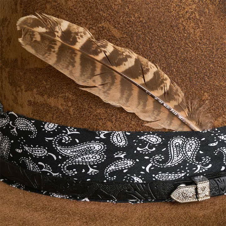 Paisley Lederband Federn Woll-Cowboyhut - image 2