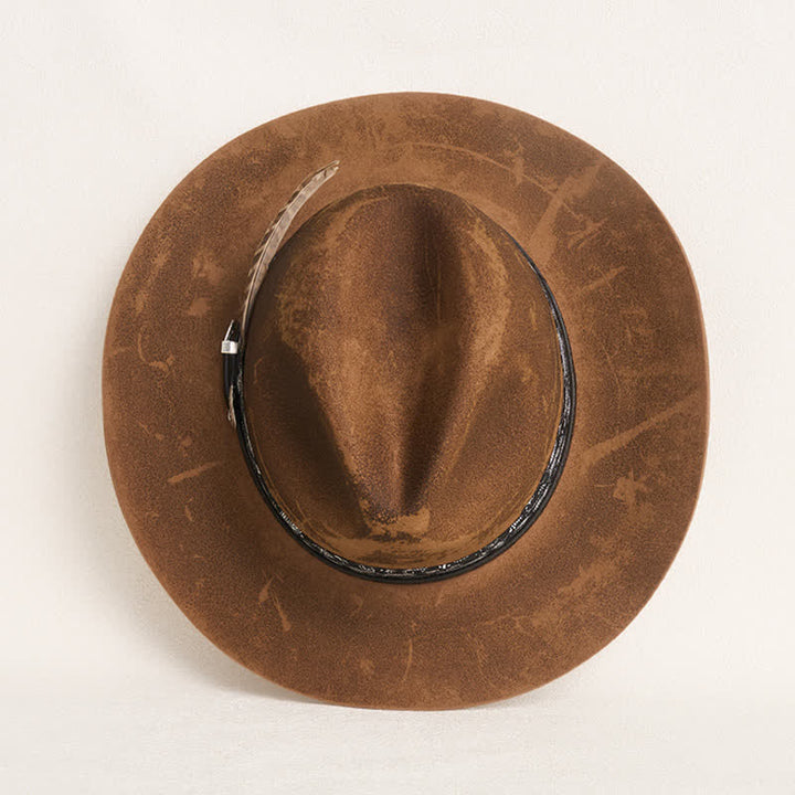 Paisley Lederband Federn Woll-Cowboyhut - image 6