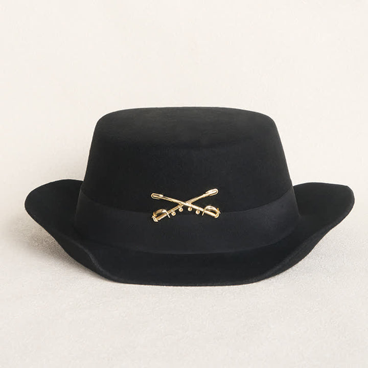 Golden Cavalry Decor Flache Oberseiten Woll Cowboy Hut - image 1